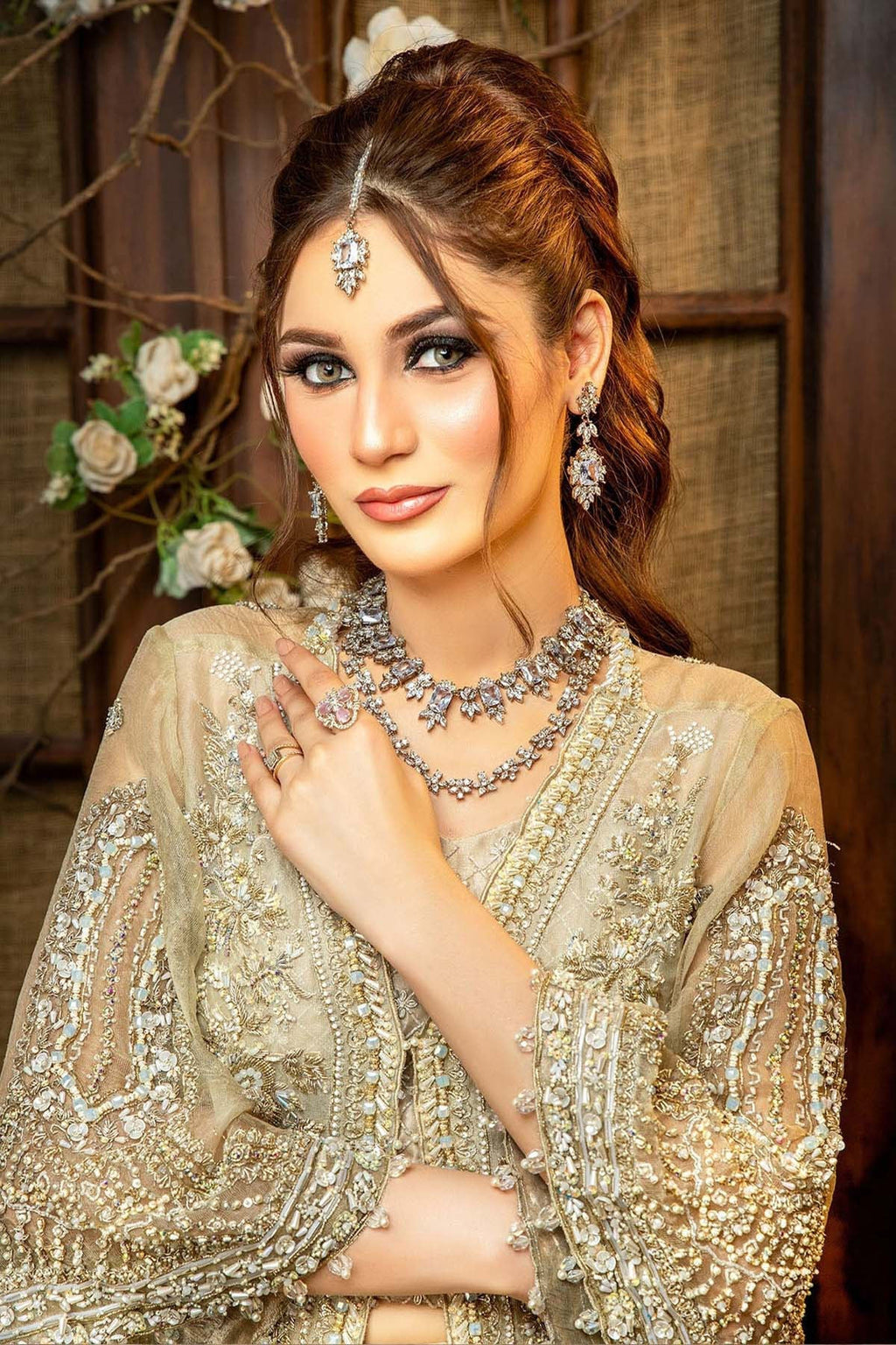 Motifz | Couture Wedding Wear | 0098-RADIANCE HAND EMBELLISHED ORGANZA NET STITCHED