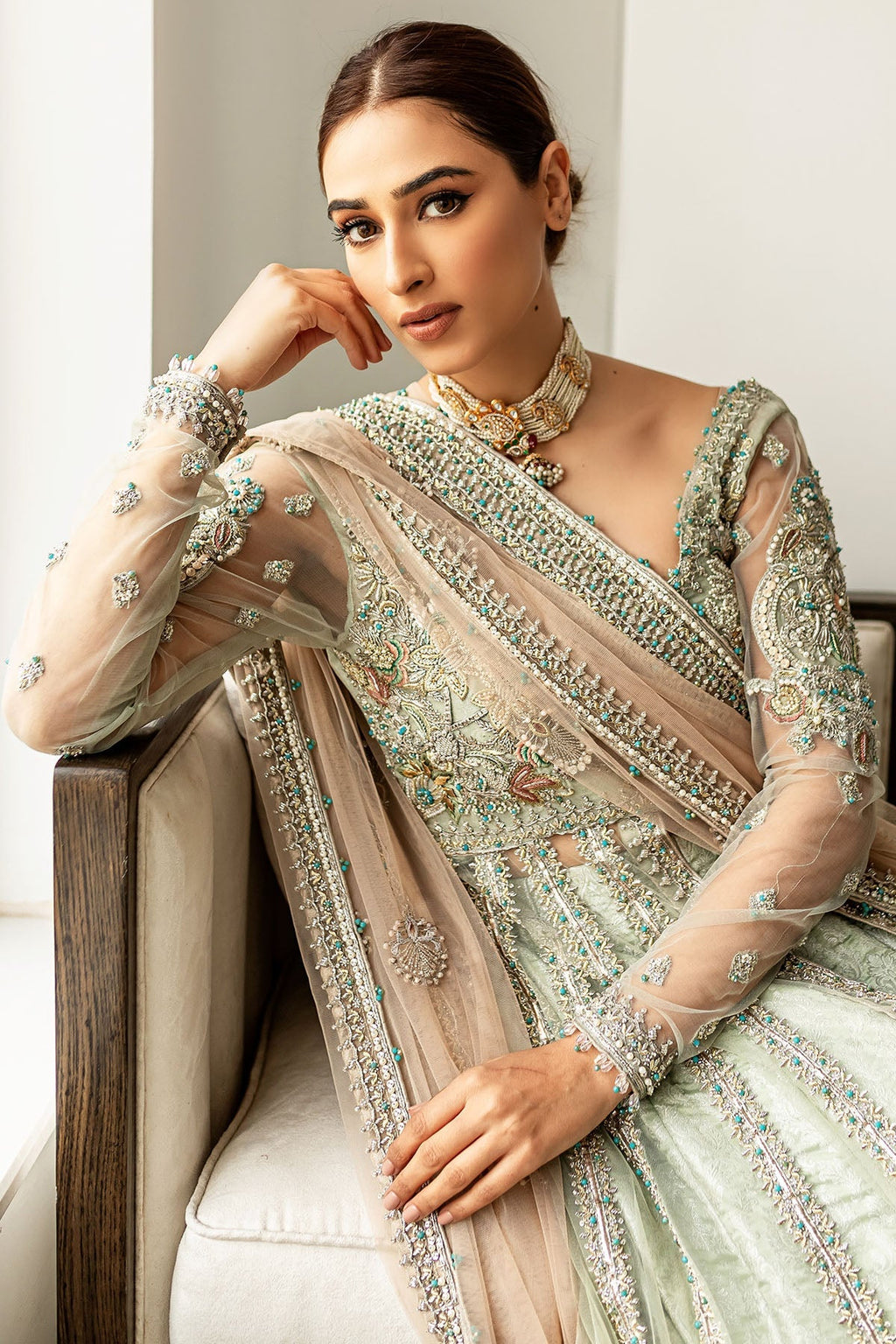 Motifz | Couture Wedding Wear | 0101-SUBLIME HAND EMBELLISHED SILK NET STITCHED