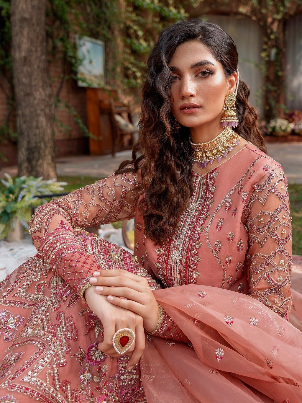Akbar Aslam Mastani Embroidered Organza 3Pc Suit - MEHRBANO - Riwayat-e-khas