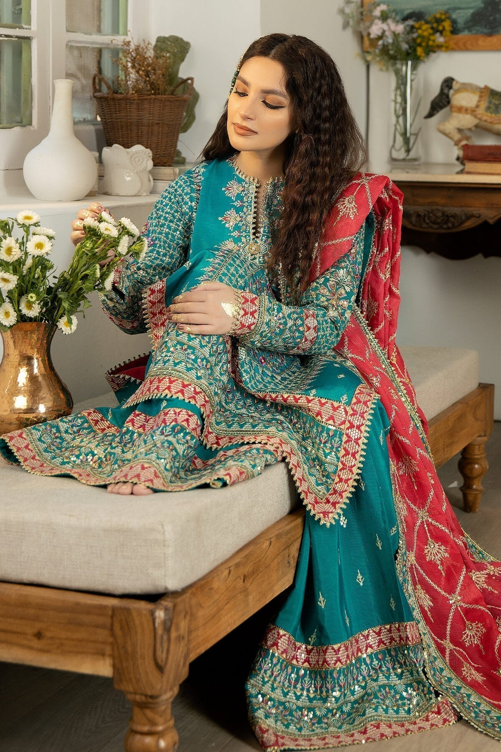 Jahaa'n Ara by Serene Embroidered Raw Silk Suit SRS-03 - Riwayat-e-khas