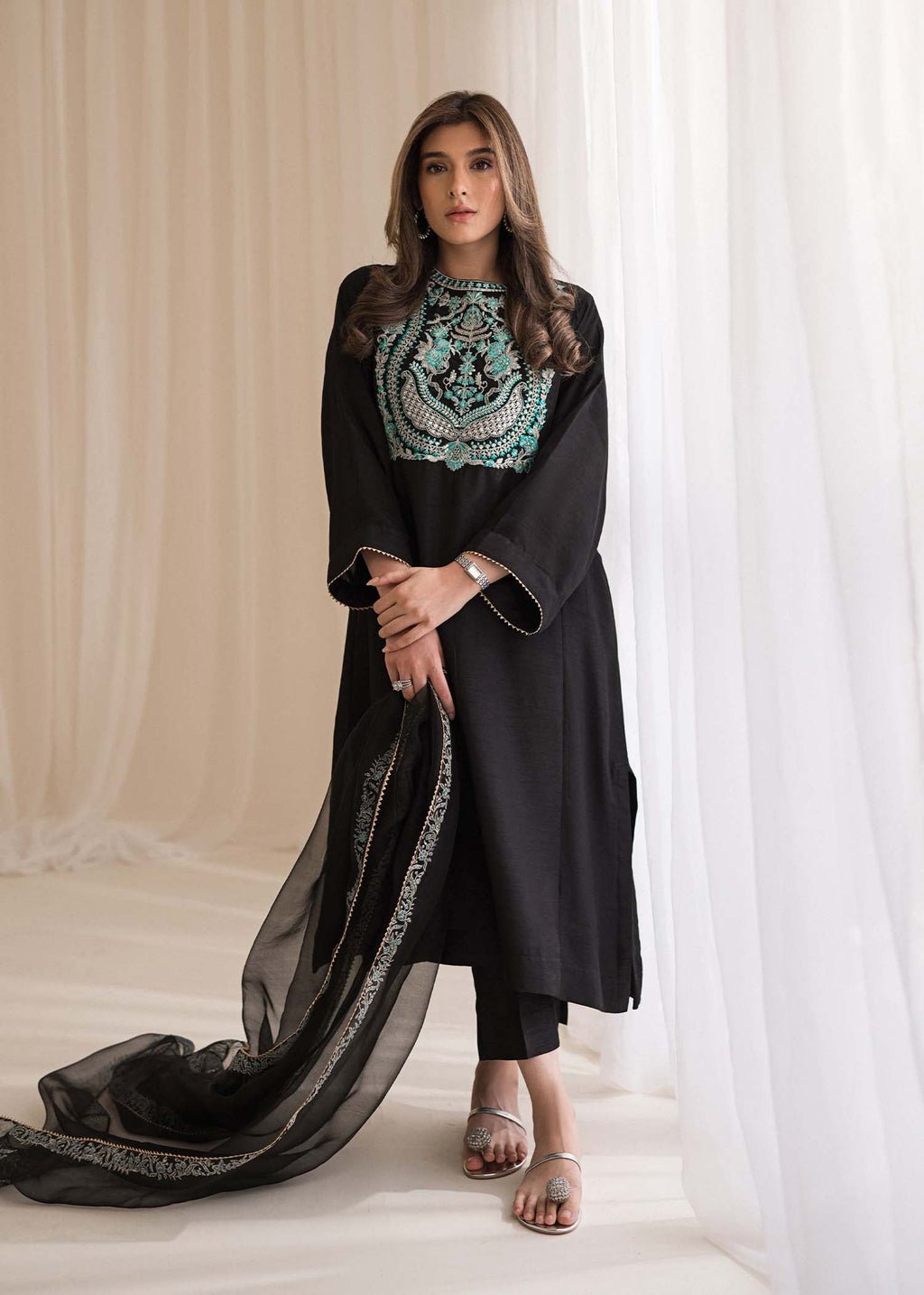 Sadaf Fawad Khan | Lyla Festive Pret | Black Pool - House Of Anaya