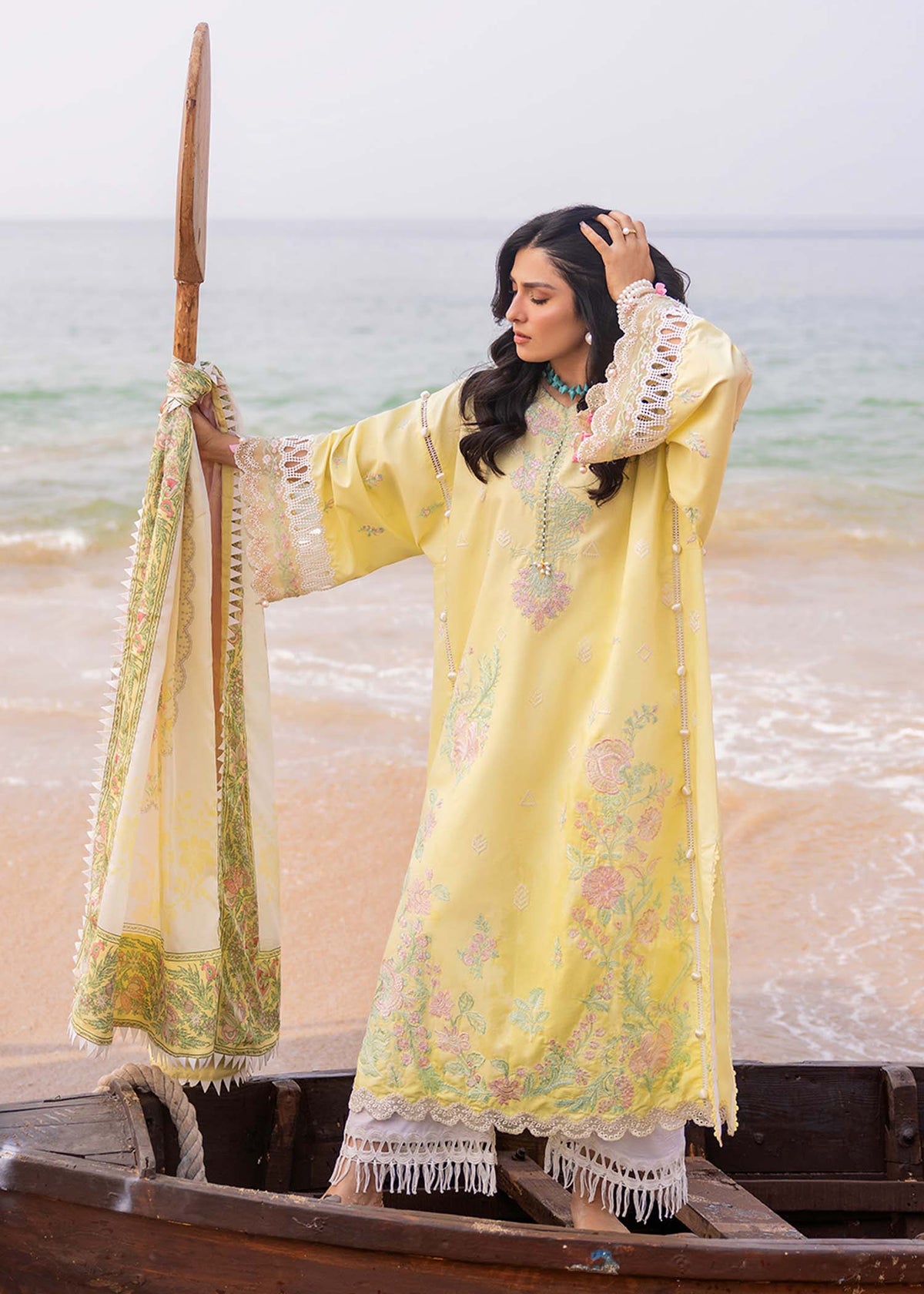 Sadaf Fawad Khan | Siraa Luxury Lawn 24| Amani (A) - House Of Anaya