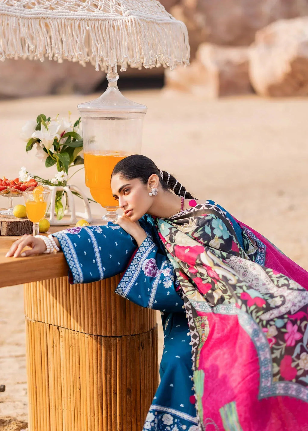 Sadaf Fawad Khan | Siraa Luxury Lawn 24| Eira (B) - House Of Anaya