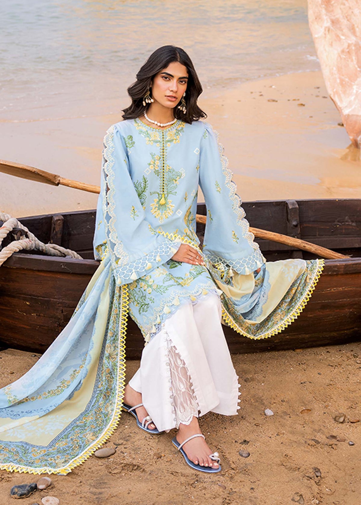 Sadaf Fawad Khan | Siraa Luxury Lawn 24| Amani (B) - House Of Anaya