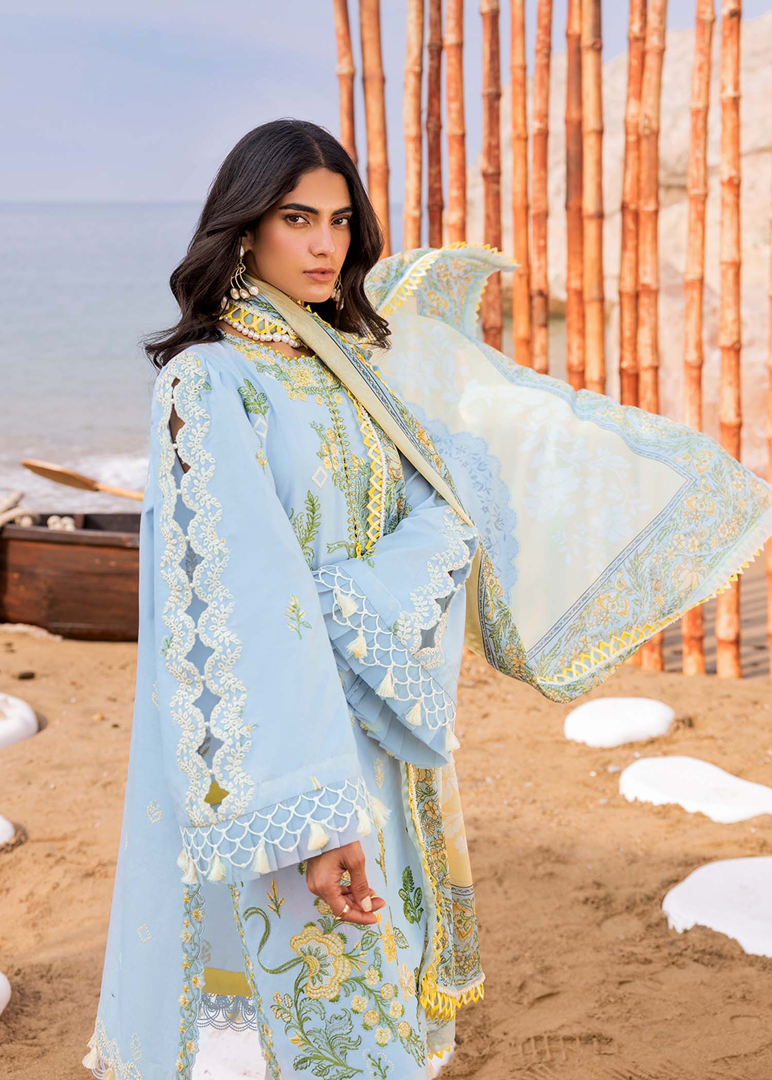 Sadaf Fawad Khan | Siraa Luxury Lawn 24| Amani (B) - House Of Anaya