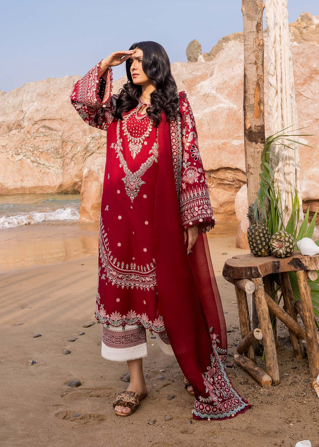 Sadaf Fawad Khan | Siraa Luxury Lawn 24| Calah (A) - House Of Anaya