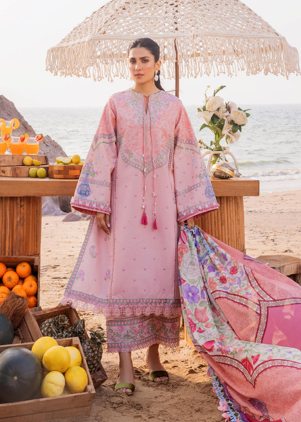 Sadaf Fawad Khan | Siraa Luxury Lawn 24| Eira (A) - House Of Anaya