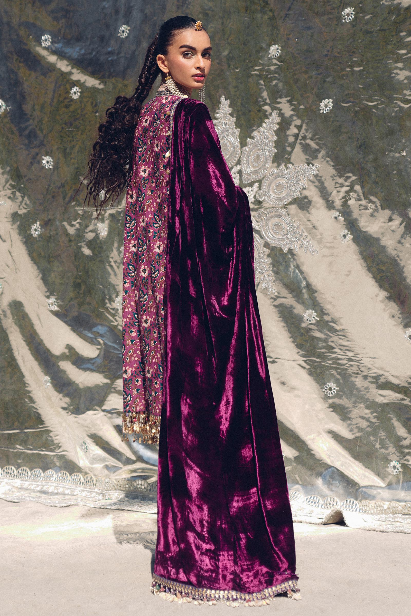 Sana Safinaz | Winter Shawl 24 | Velvet S241-006A-3CP - House Of Anaya