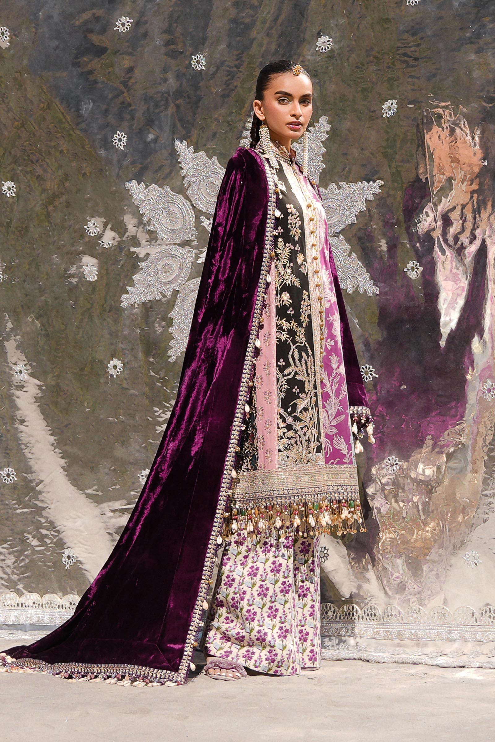 Sana Safinaz | Winter Shawl 24 | Velvet S241-006A-3CP - House Of Anaya