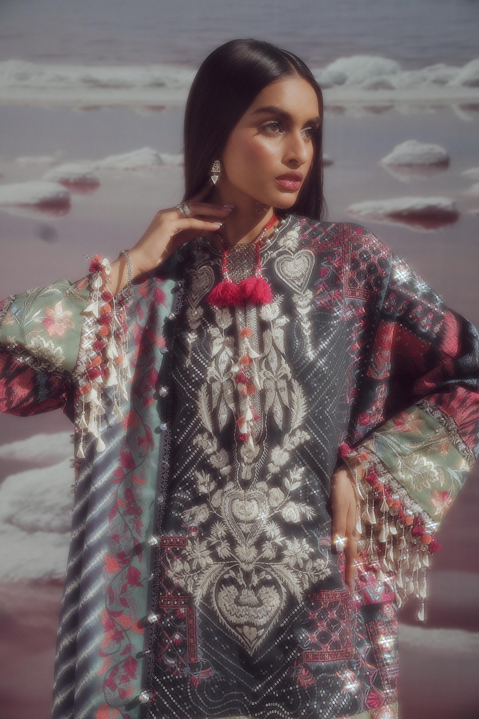 Sana Safinaz | Winter Shawl 24 | S241-007B-3CP - House Of Anaya