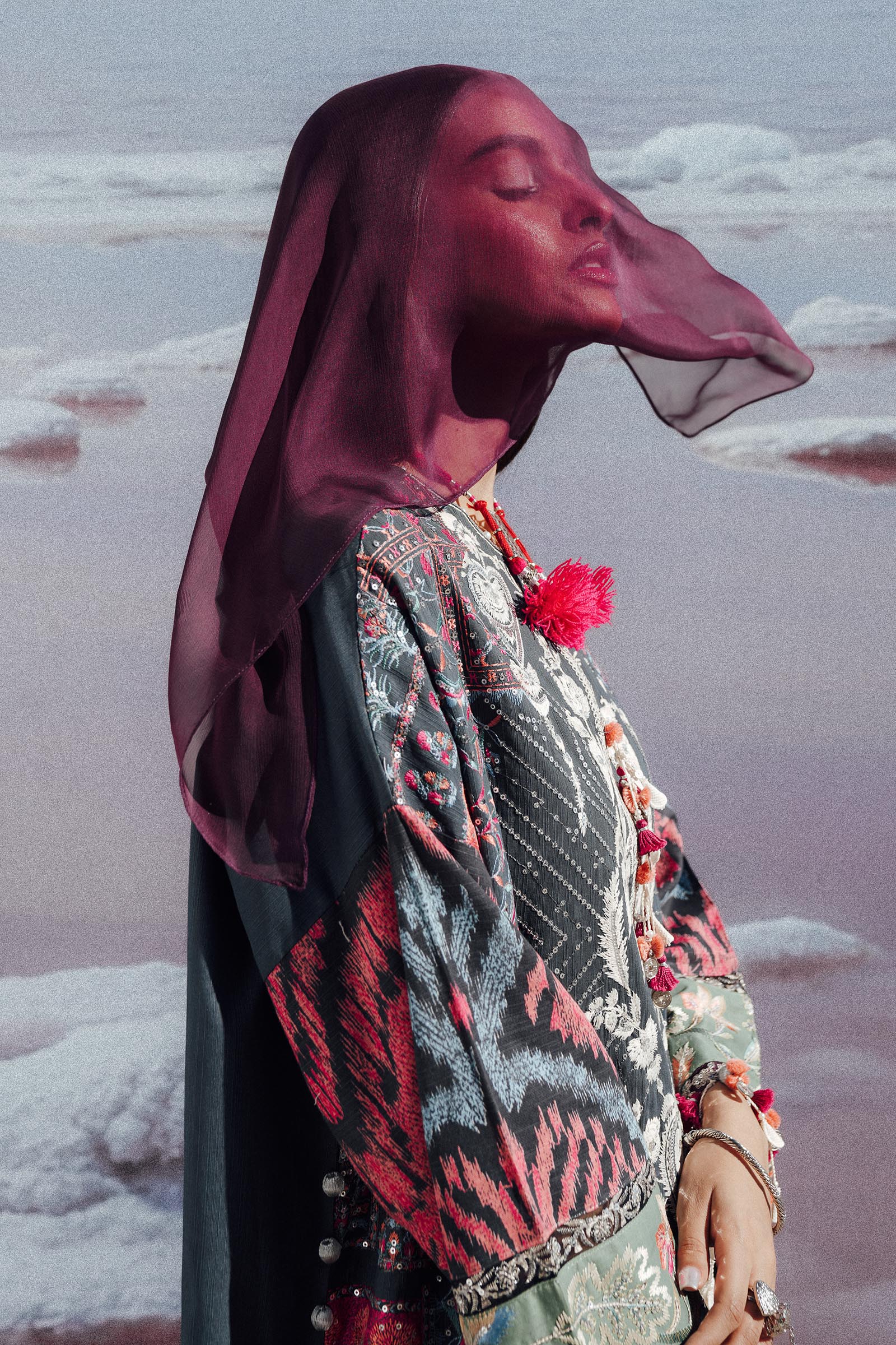Sana Safinaz | Winter Shawl 24 | S241-007B-3CP - House Of Anaya