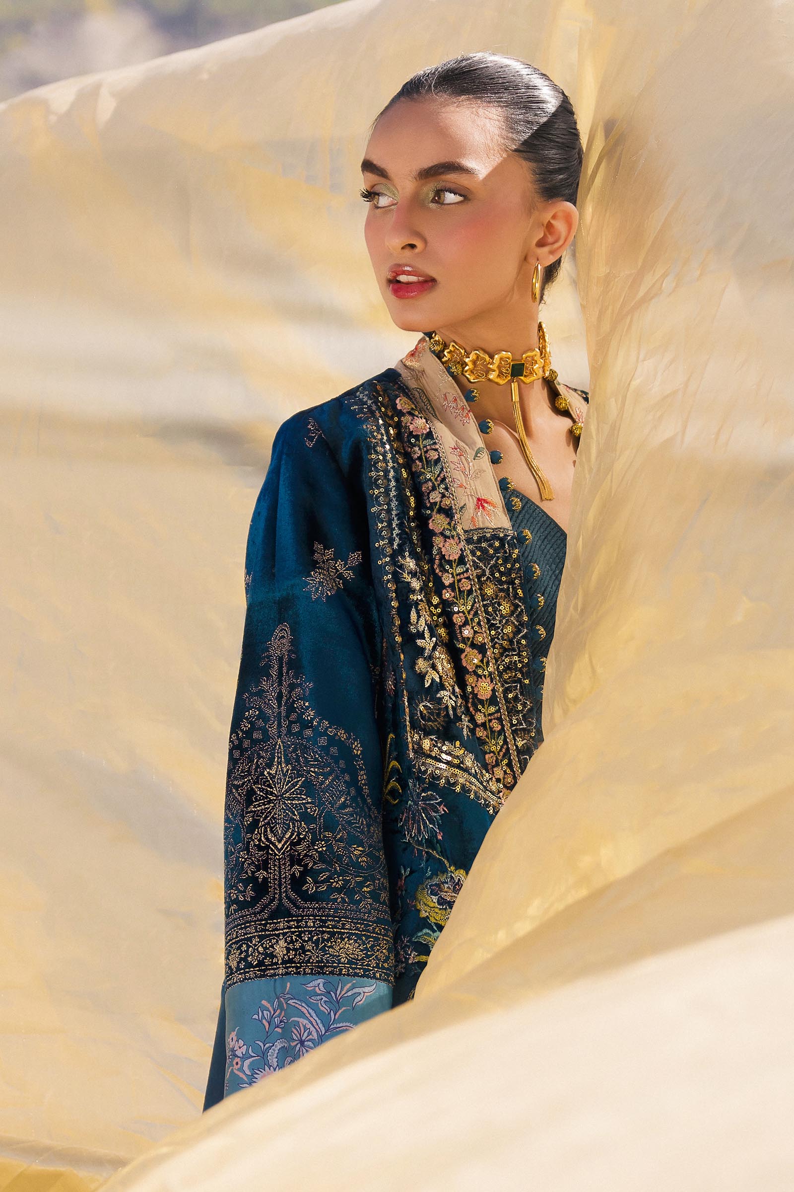 Sana Safinaz | Winter Shawl 24 | Velvet V241-003-3CP - House Of Anaya