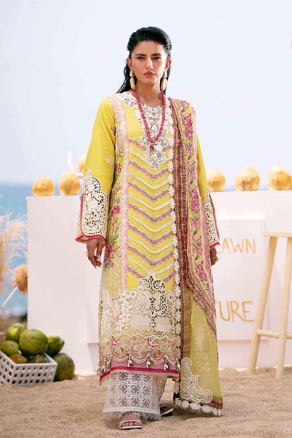AJR Couture | Dastan Luxury Lawn 25 | Sunset - Riwayat-e-Khas