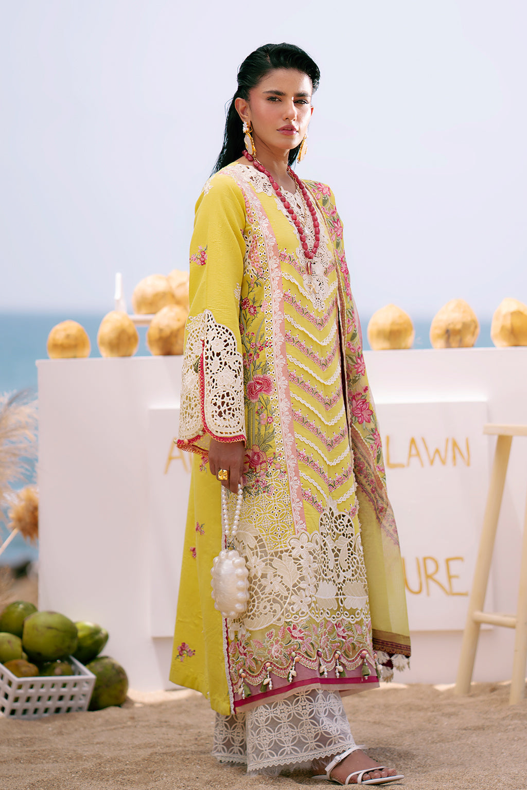 AJR Couture | Dastan Luxury Lawn 25 | Sunset - Riwayat-e-Khas