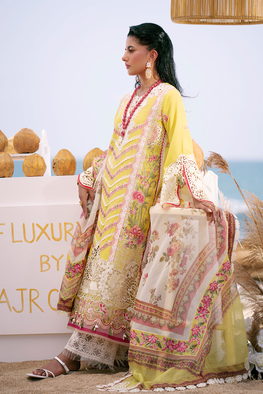 AJR Couture | Dastan Luxury Lawn 25 | Sunset - Riwayat-e-Khas