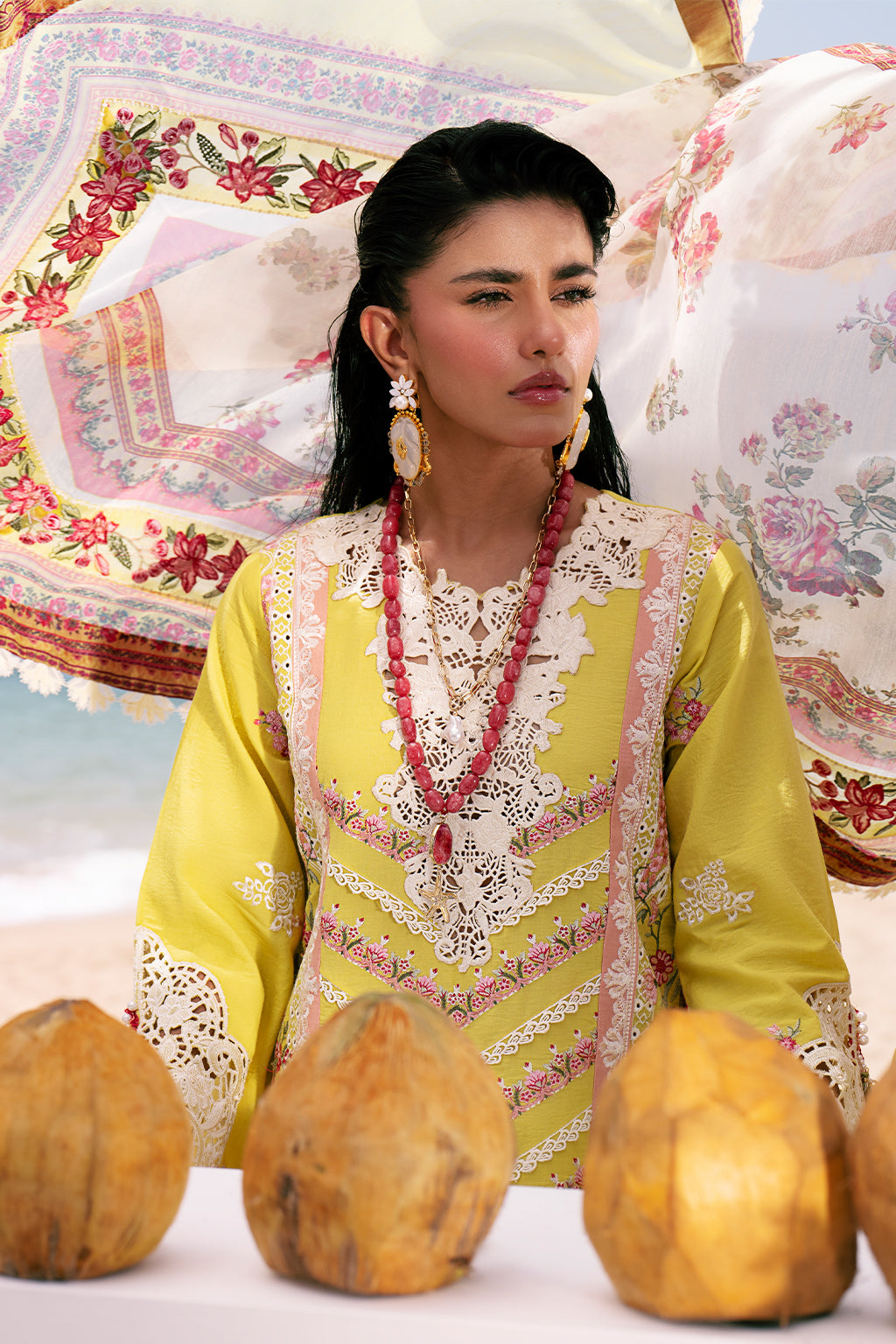 AJR Couture | Dastan Luxury Lawn 25 | Sunset - Riwayat-e-Khas