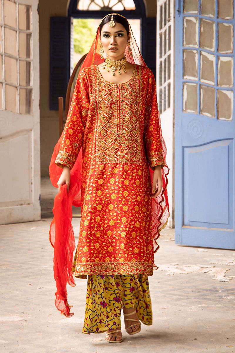 The Pink Tree Company | Wedding Wear | TANGERINE IN RED - Riwayat-e-Khas
