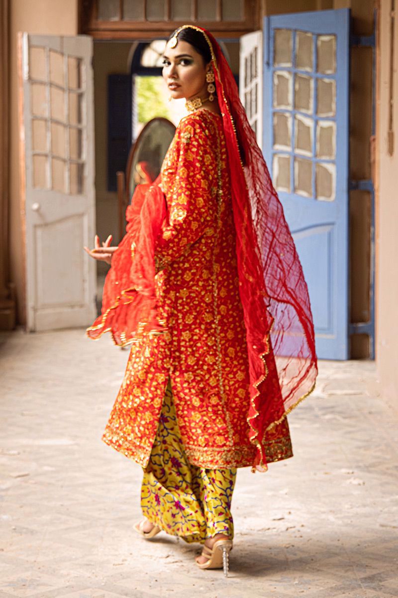 The Pink Tree Company | Wedding Wear | TANGERINE IN RED - Riwayat-e-Khas