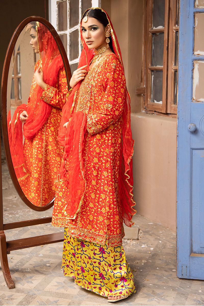 The Pink Tree Company | Wedding Wear | TANGERINE IN RED - Riwayat-e-Khas