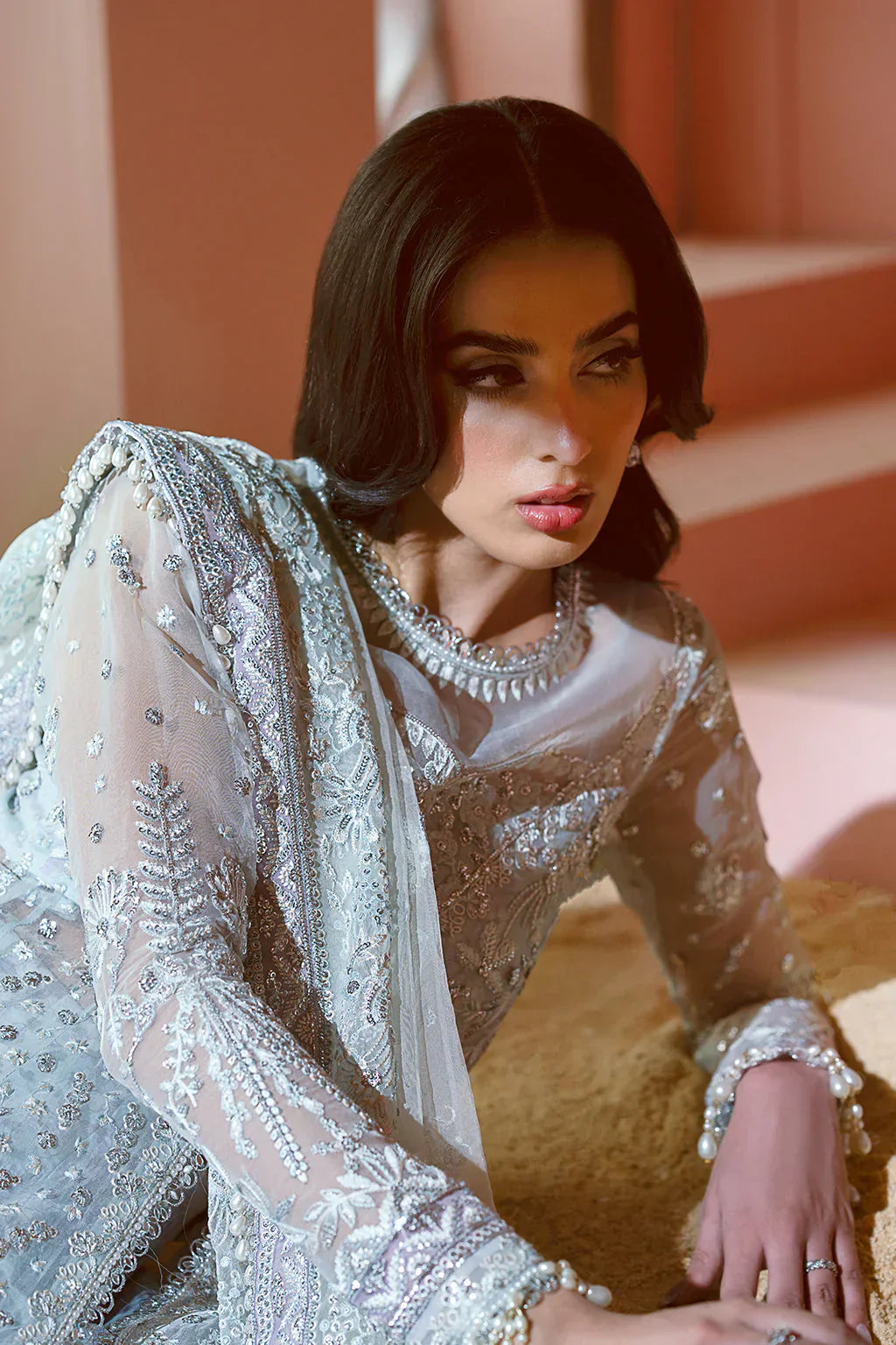 Ayzel Luminara Embroidered Organza 3Pc Suit AWF-09 TALIA