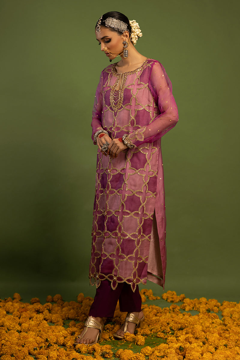 Wardha Saleem | Luxury Pret Traditional Wear | SARAAB - PLUM HEAVY (2 PC) - Riwayat-e-Khas