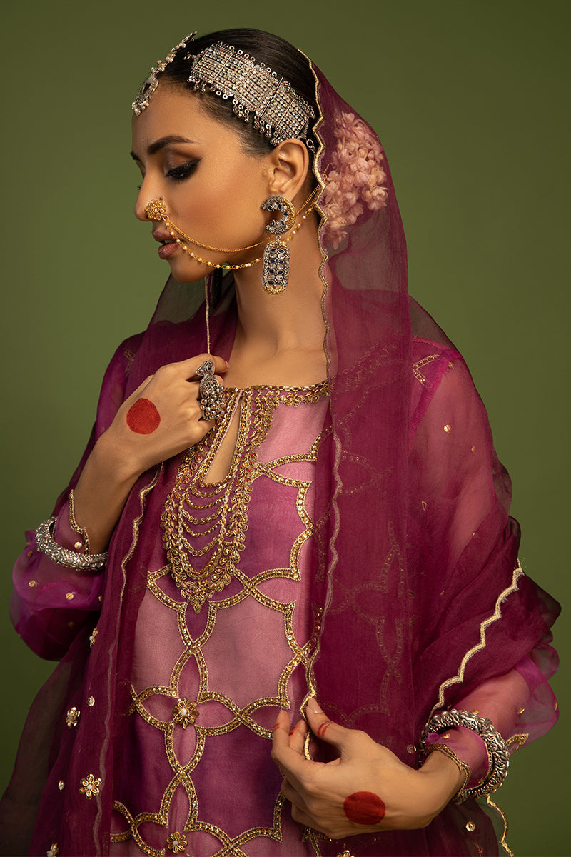 Wardha Saleem | Luxury Pret Traditional Wear | SARAAB - PLUM HEAVY (2 PC) - Riwayat-e-Khas