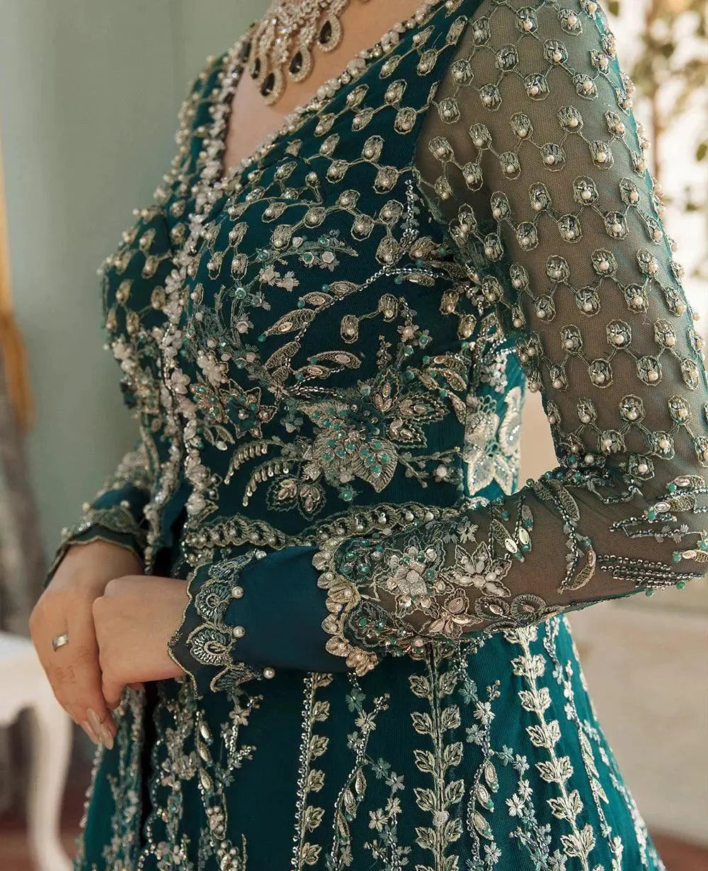 Republic Womenswear Claire de Lune Unstitched Net 3Pc Suit - Une Jacinthe - House Of Anaya