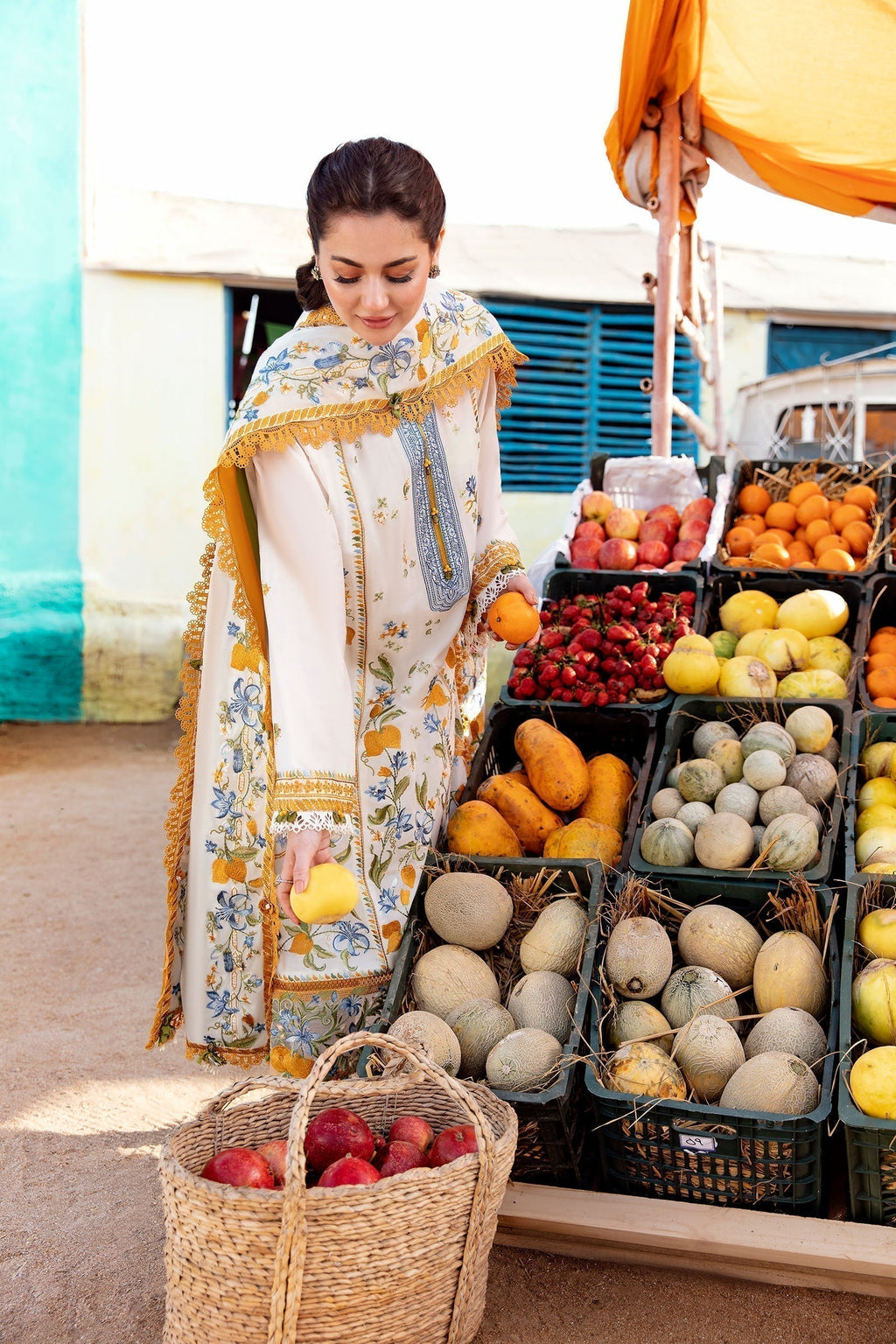 Zaha | Embroidered Lawn Collection | LEYA (ZL23-07 A) - House Of Anaya