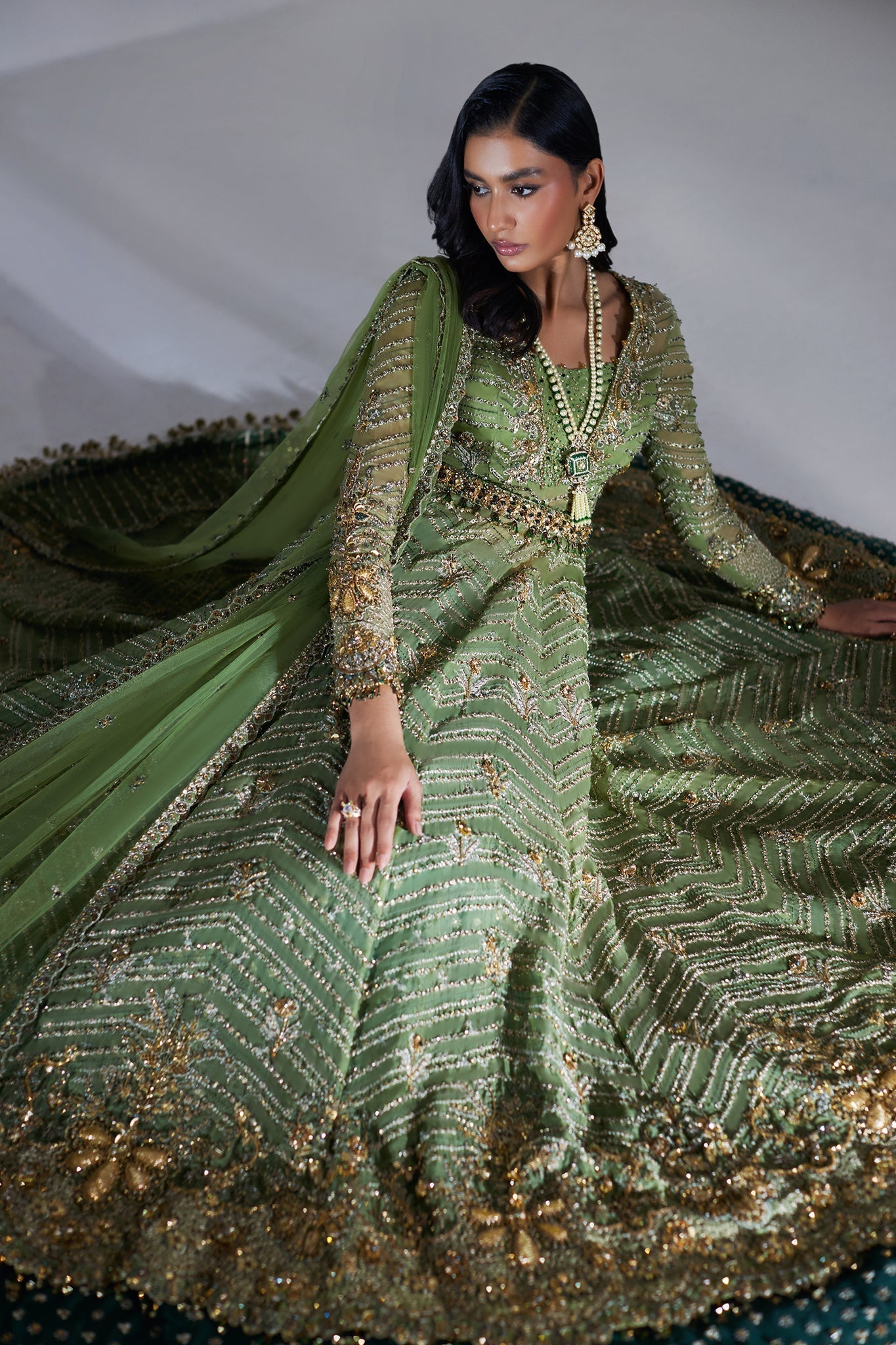 Elan | Lumiere Luxury Pret | SCINTILLANT OLIVE (EP-20995)
