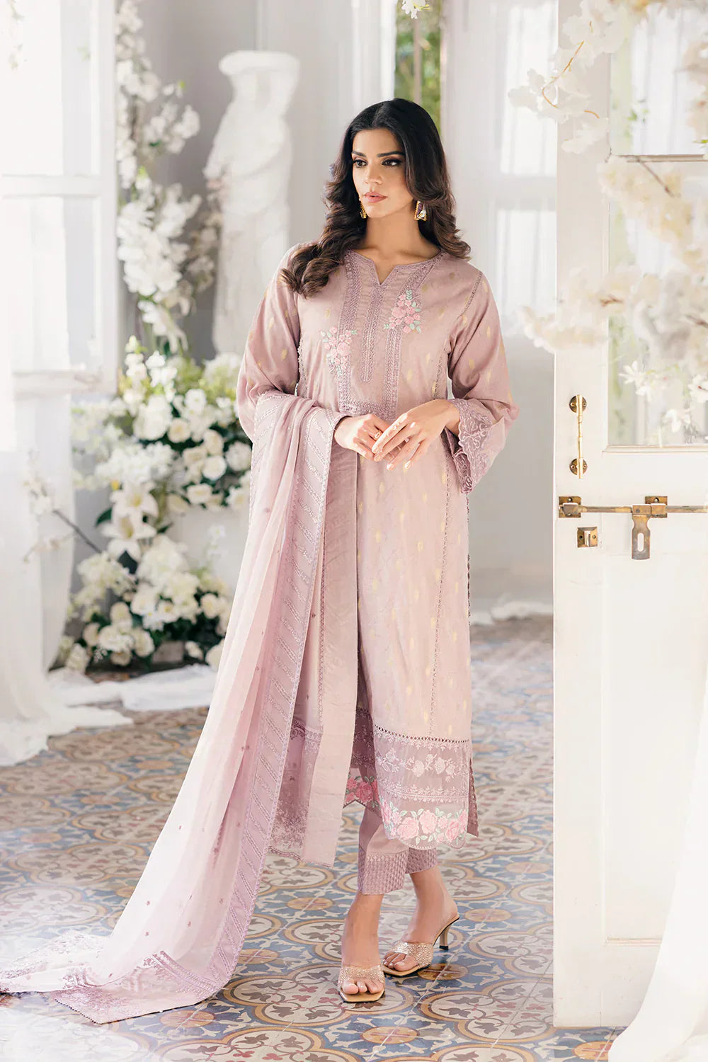 Azure | Ensembles Embroidered Formals | Vintage Mauve - Riwayat-e-Khas