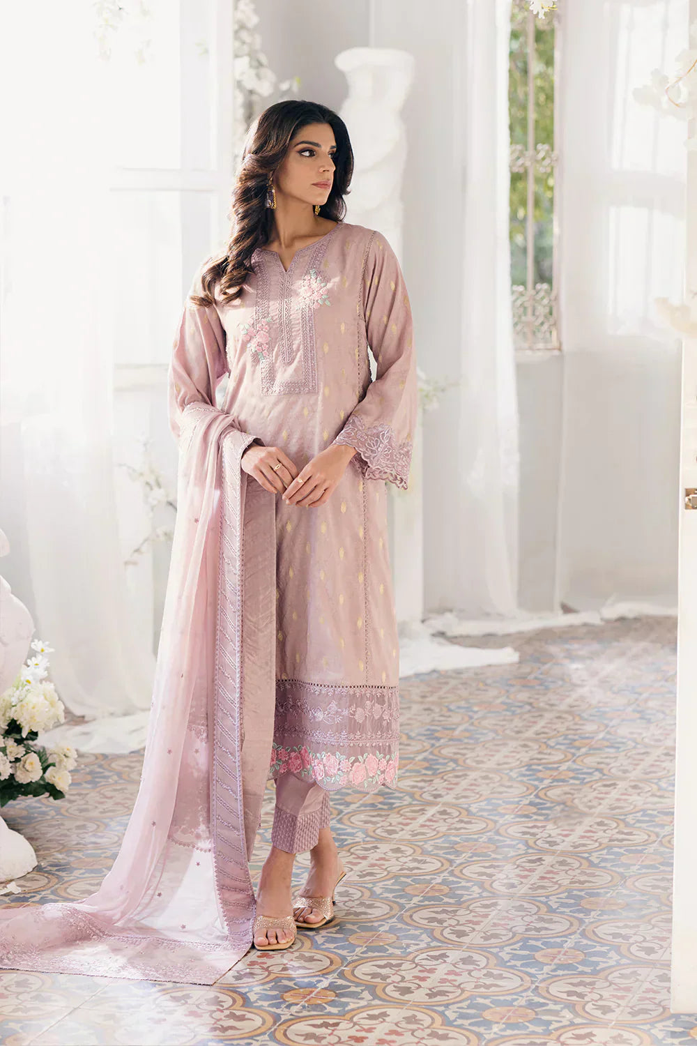 Azure | Ensembles Embroidered Formals | Vintage Mauve - Riwayat-e-Khas