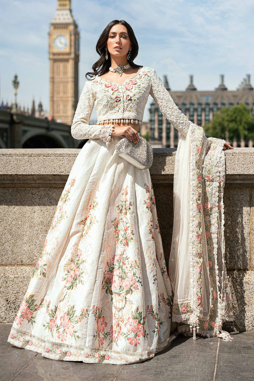 Maria B | Soiree Collection | Embroidered Raw Silk Suit WF-09-02-White