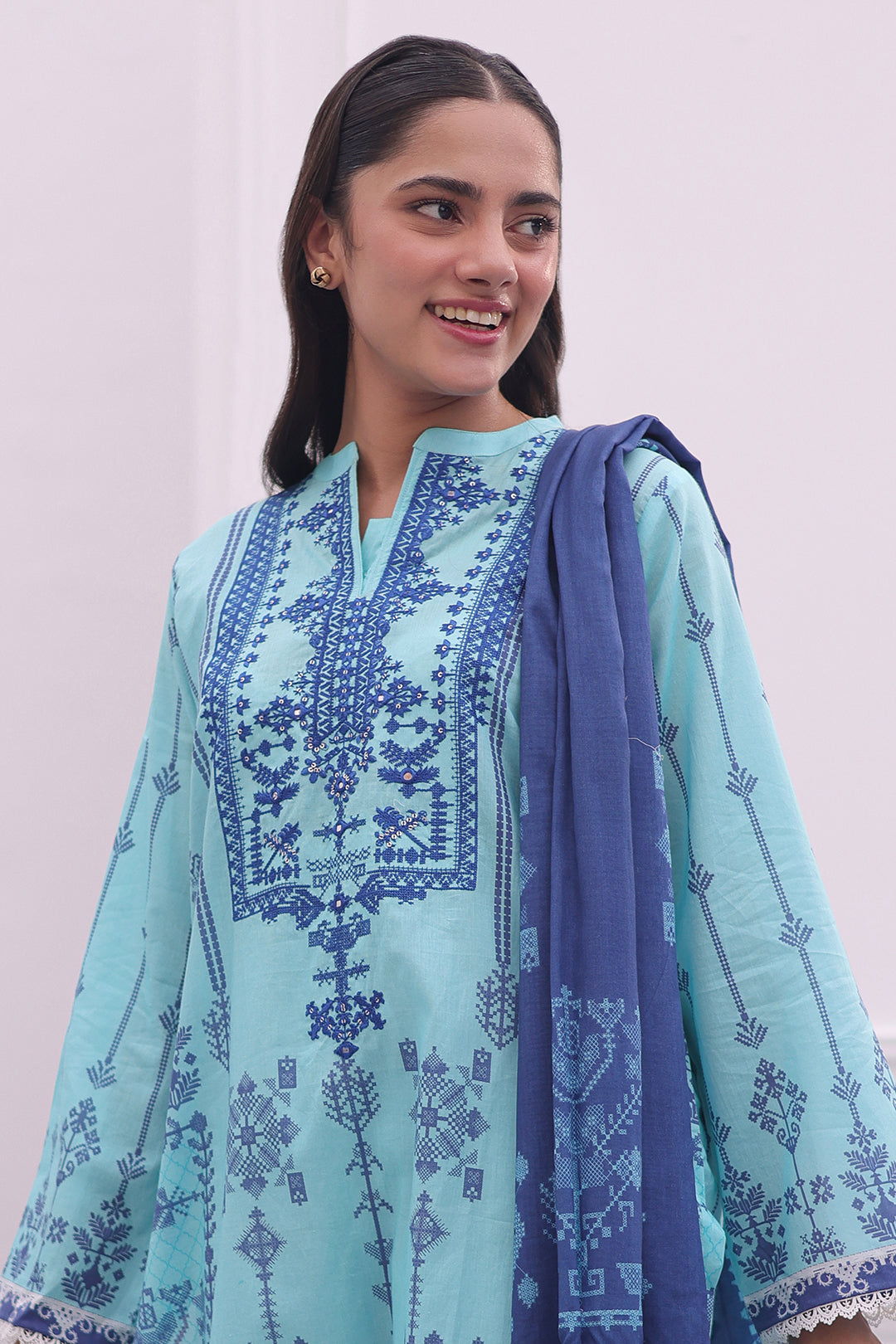 Zellbury | Summer Pret | Embroidered Kurta Dupatta - 1907 - Libasekhas