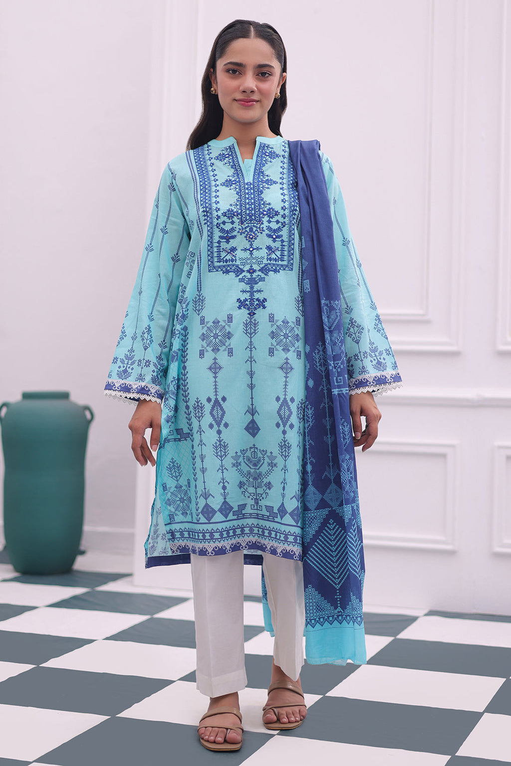 Zellbury | Summer Pret | Embroidered Kurta Dupatta - 1907 - Libasekhas