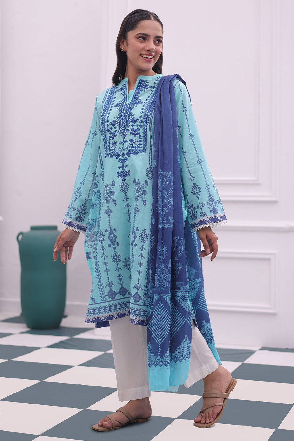Zellbury | Summer Pret | Embroidered Kurta Dupatta - 1907 - Libasekhas
