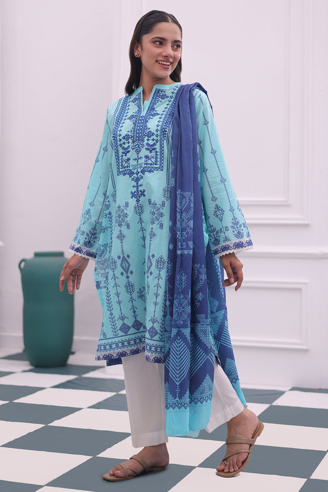 Zellbury | Summer Pret | Embroidered Kurta Dupatta - 1907 - Libasekhas