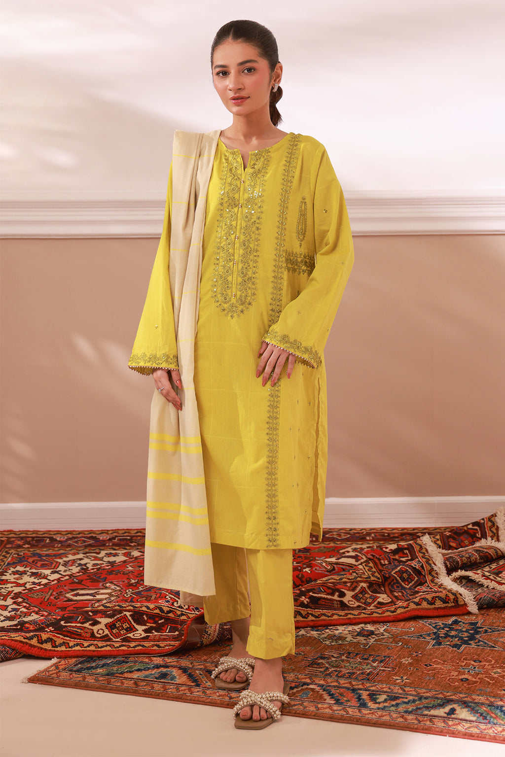 Zellbury | Summer Pret | Embroidered Kurta Dupatta Trouser - 1963 - Libasekhas