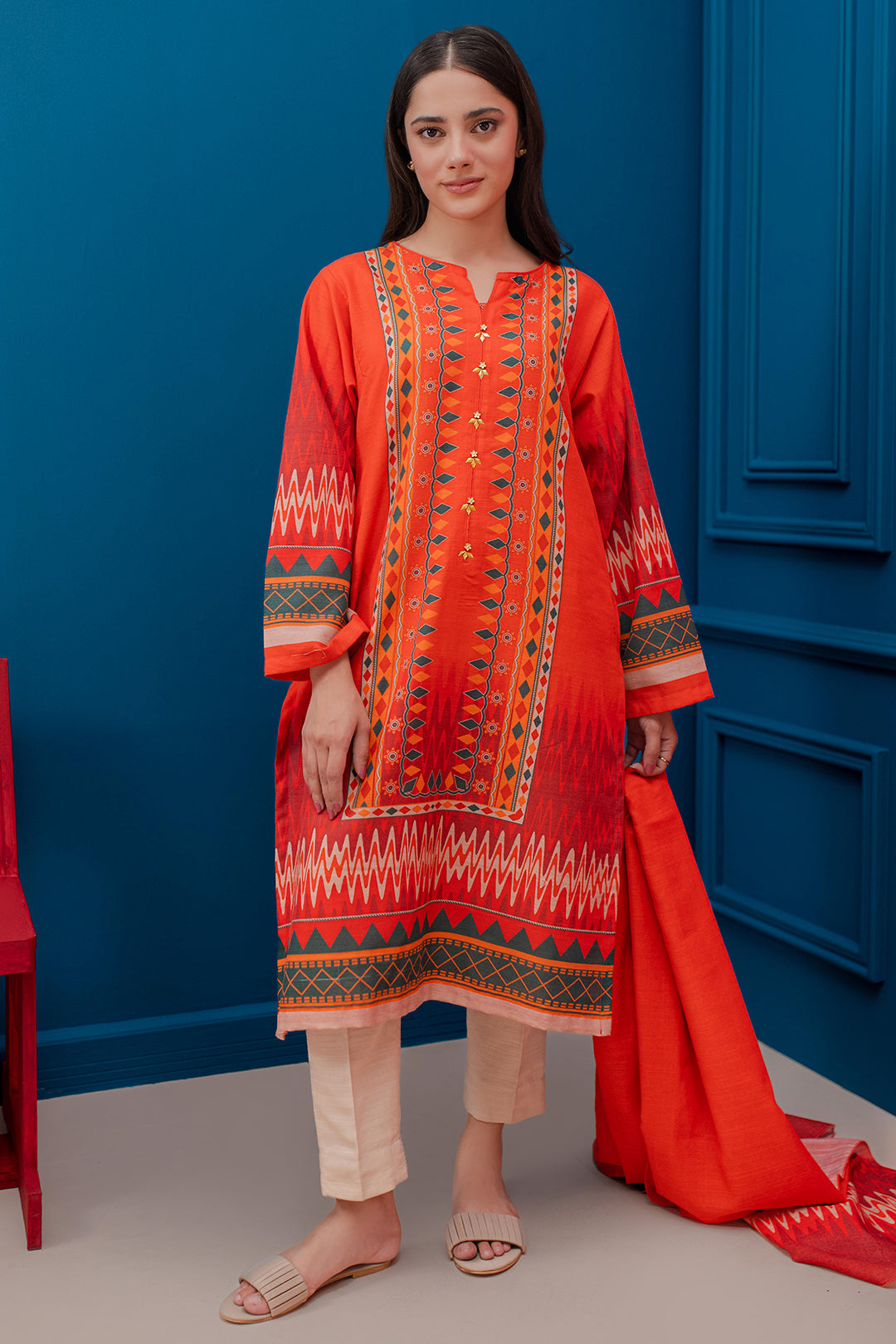 Zellbury | Winter Pret | Kurta Dupatta - 3053 - Libasekhas