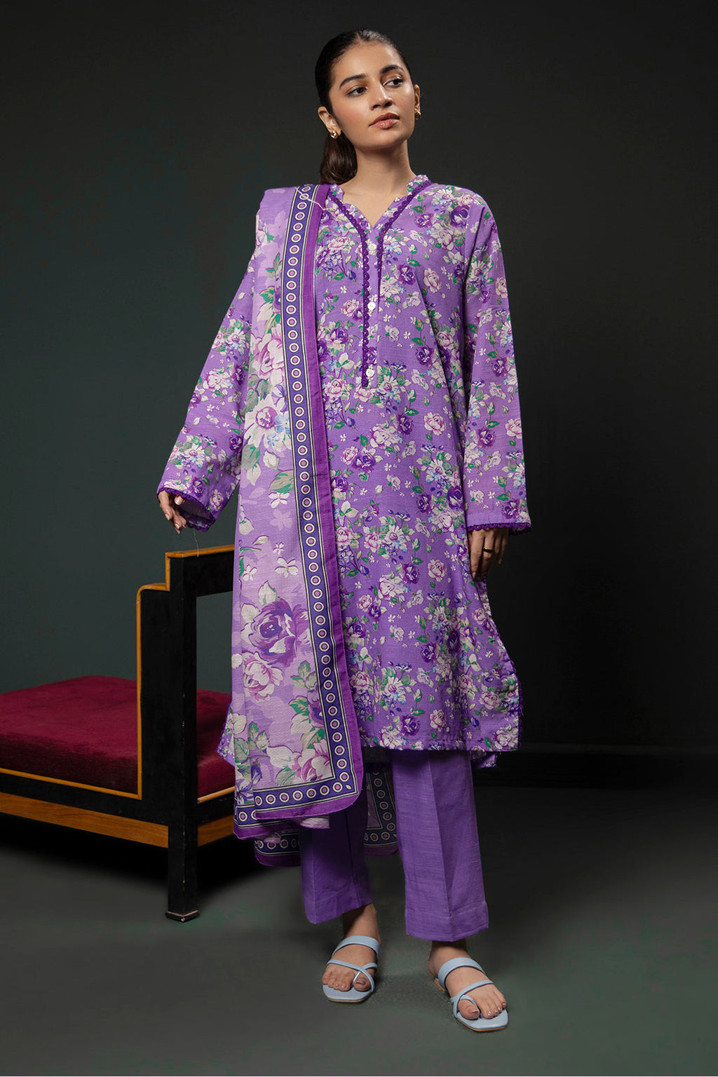 Zellbury | Winter Pret | Kurta Dupatta Trouser - 2948 - Libasekhas
