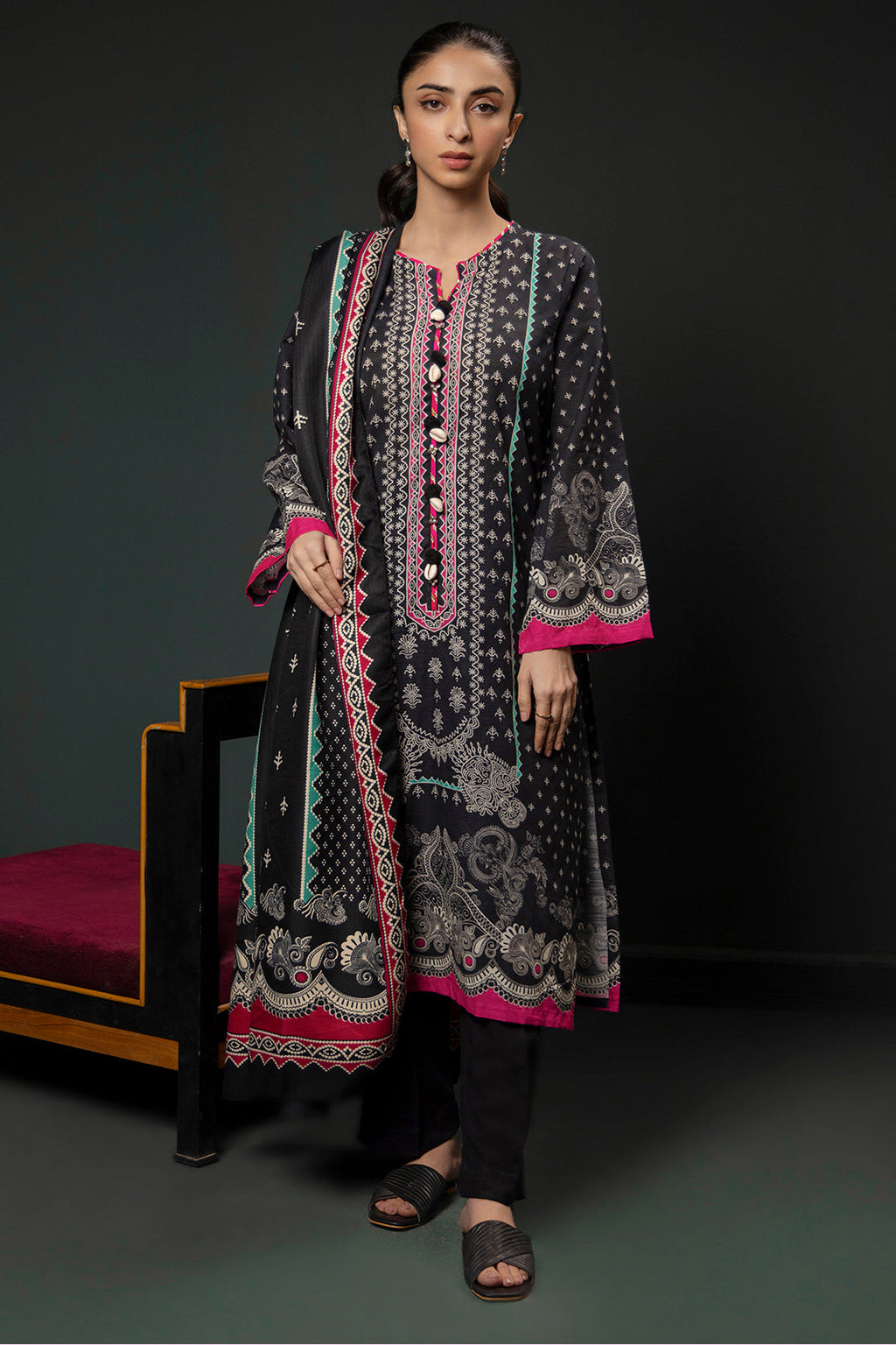 Zellbury | Winter Pret | Kurta Shawl Trouser - 3008 - Libasekhas