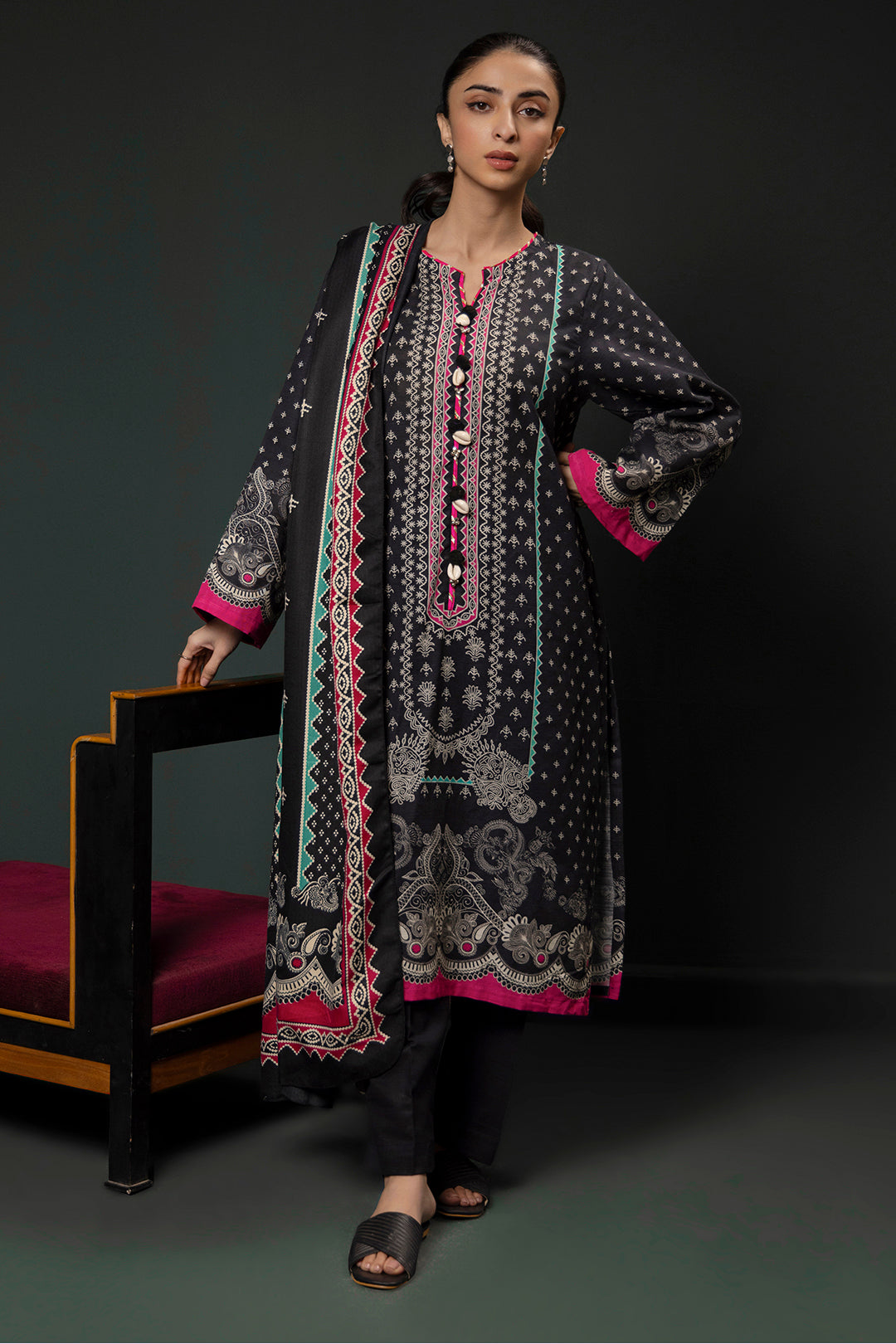 Zellbury | Winter Pret | Kurta Shawl Trouser - 3008 - Libasekhas