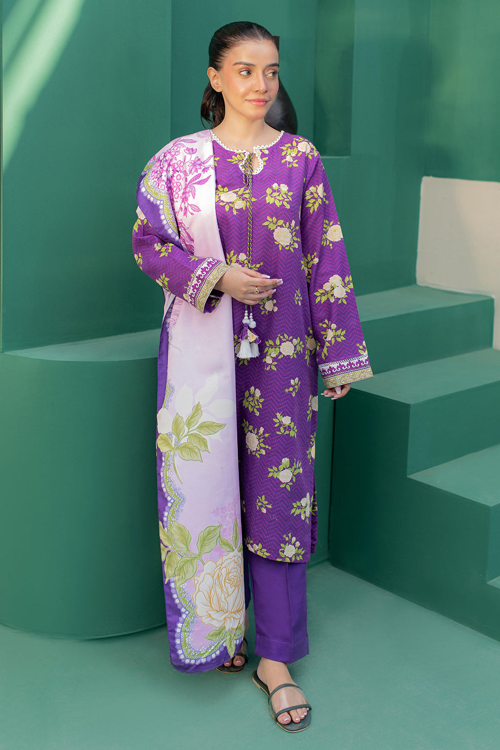 Zellbury | Winter Pret | Kurta Shawl Trouser - 3010 - Libasekhas