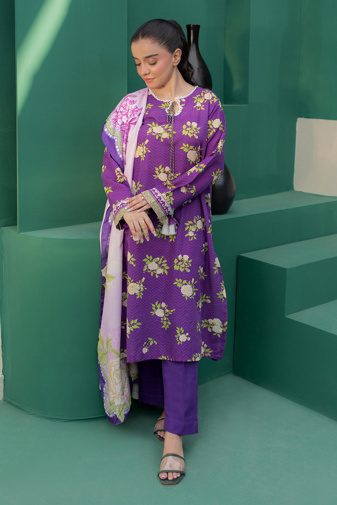 Zellbury | Winter Pret | Kurta Shawl Trouser - 3010 - Libasekhas