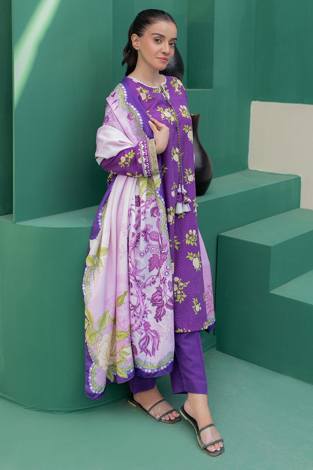Zellbury | Winter Pret | Kurta Shawl Trouser - 3010 - Libasekhas