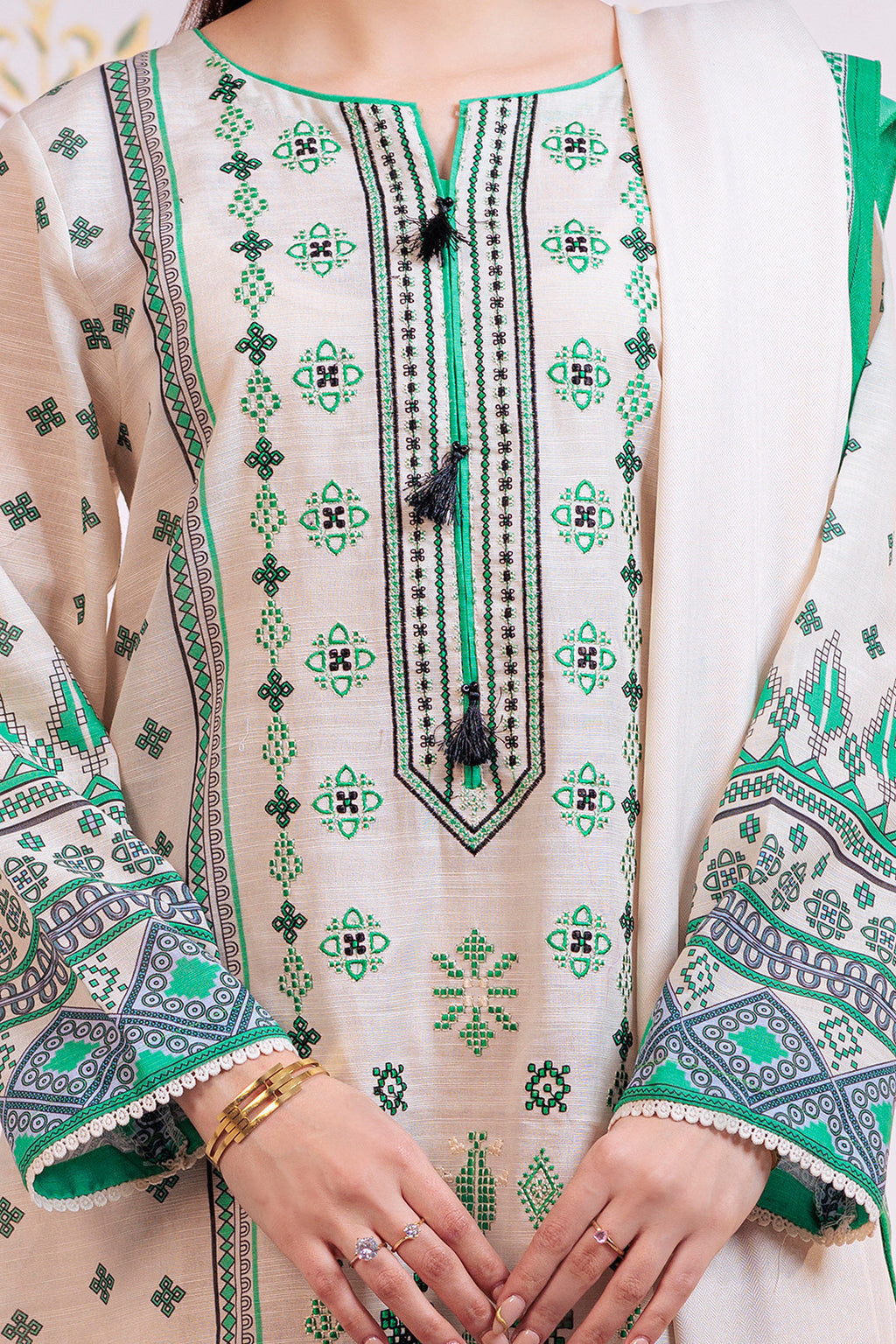 Zellbury | Winter Pret | Embroidered Kurta Dupatta Trouser - 3075 - Libasekhas
