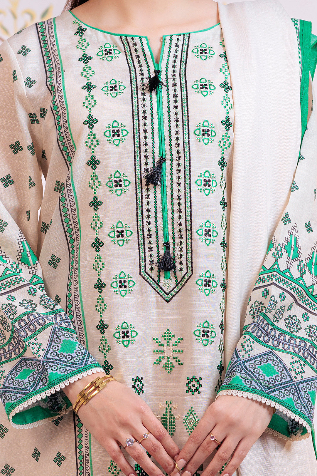 Zellbury | Winter Pret | Embroidered Kurta Dupatta Trouser - 3075 - Libasekhas