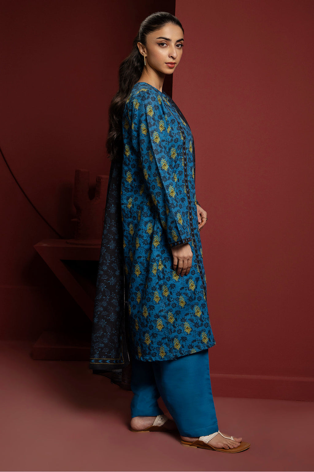 Zellbury | Winter Pret | Kurta Dupatta Trouser - 3115 - Libasekhas