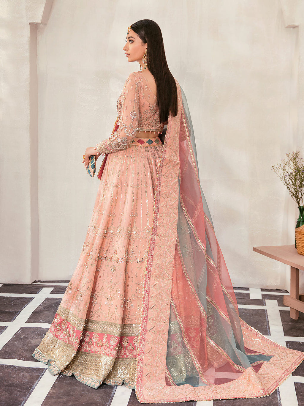 Gulaal | Wedding Formals | AFREEN GL-WS-22V1-29 (PEACH LEHNGA CHOLI) - House Of Anaya