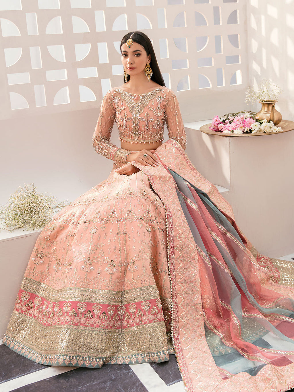 Gulaal | Wedding Formals | AFREEN GL-WS-22V1-29 (PEACH LEHNGA CHOLI) - House Of Anaya
