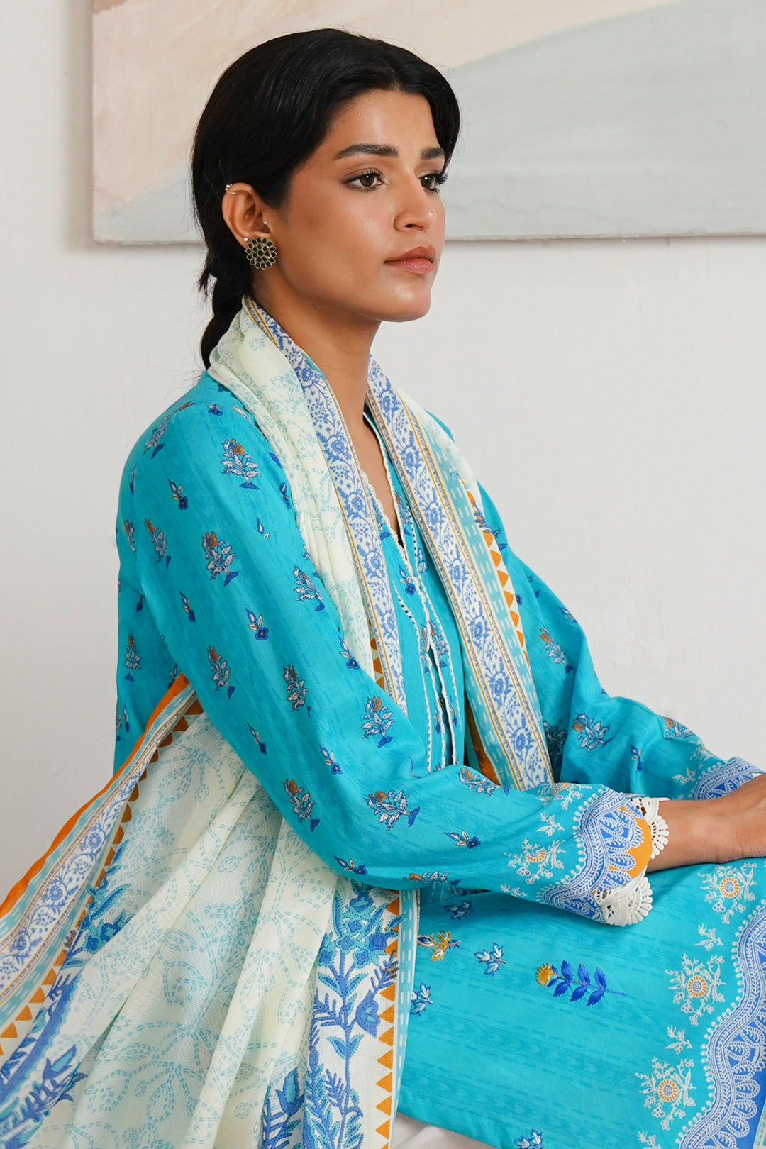 Zellbury | Unstitched 2 Piece Cambric | Embroidered Shirt Dupatta - 0020 - Libasekhas